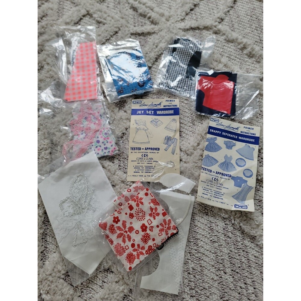 Vintage Sew Simple Snappy Seperates And Jet Set Wardrobe Doll Clothing Sew Kits
